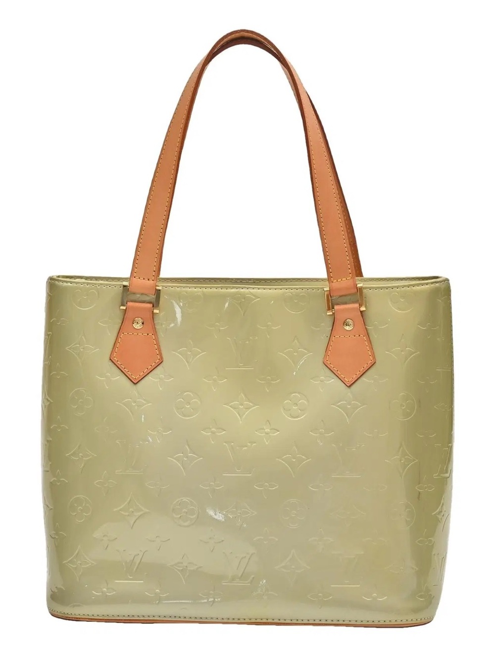 Louis Vuitton Vernis Tote in Pale Green with Tan Handles